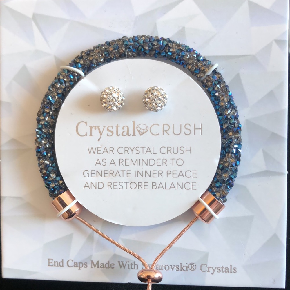 CRYSTAL Crush blue tones crystal bracelet/earrings